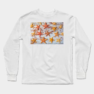 Starfish On Weathered Board Long Sleeve T-Shirt